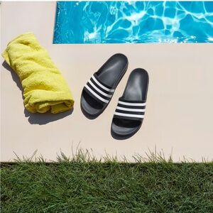 Adidas Black Slides with Embossed Logo